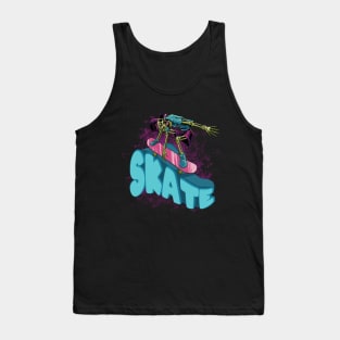 Skater Skull Skateboarding Comic Zombie Tank Top